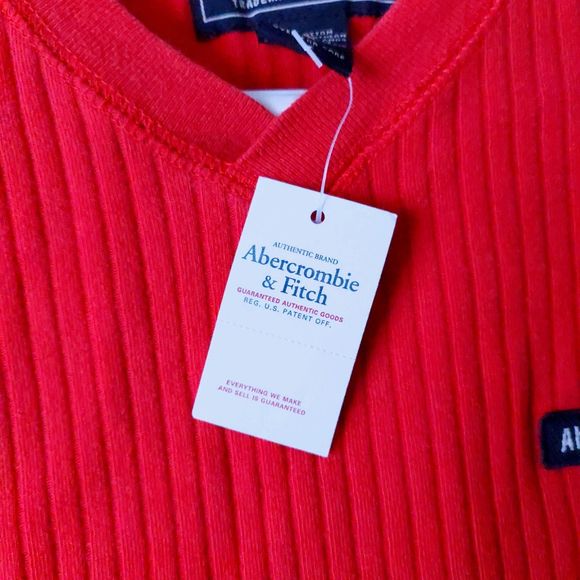 Abercrombie & Fitch Orange Muscle Ribbed Sweatshirt Men's Sz M Y2K Vintage NOS - Picture 5 of 16
